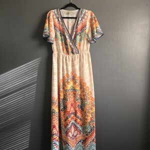 Flying Tomato Floral Bohemian Long Maxi Summer Dress Large